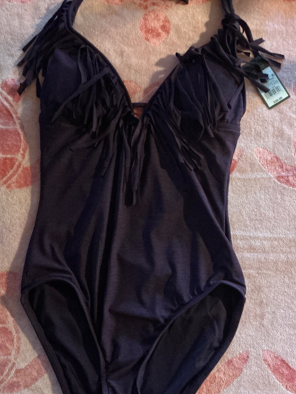 Girls Dark Purple Fringe One-Piece Swimsuit
